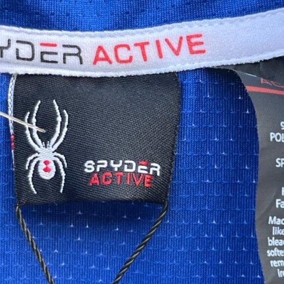 Spyder NWT Shirt Men's Mock Neck Long Sleeve Active Pro Web Blue Stretch Sz Lrg - Picture 12 of 16